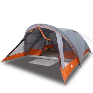 vidaXL Tente de camping de cabine 4 personnes gris orange imperm&eacute;able