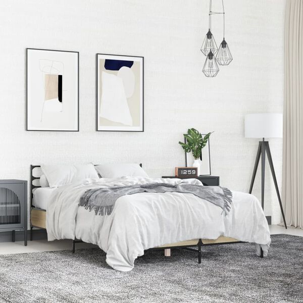 vidaXL Cadre de lit sans matelas ch&ecirc;ne sonoma 120x190 cm