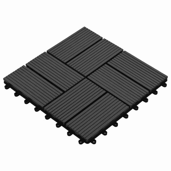 vidaXL Carreau de terrasse 11 pcs Noir 30 x 30 cm WPC