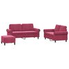 vidaXL Ensemble de canap&eacute;s 3 pcs avec coussins Rouge bordeaux Velours