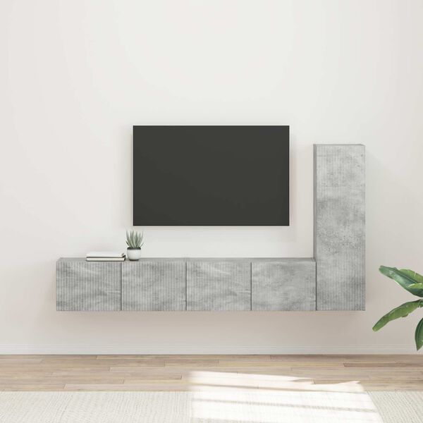 vidaXL Ensemble meuble TV 3 pcs Gris b&eacute;ton Bois d'ing&eacute;nierie