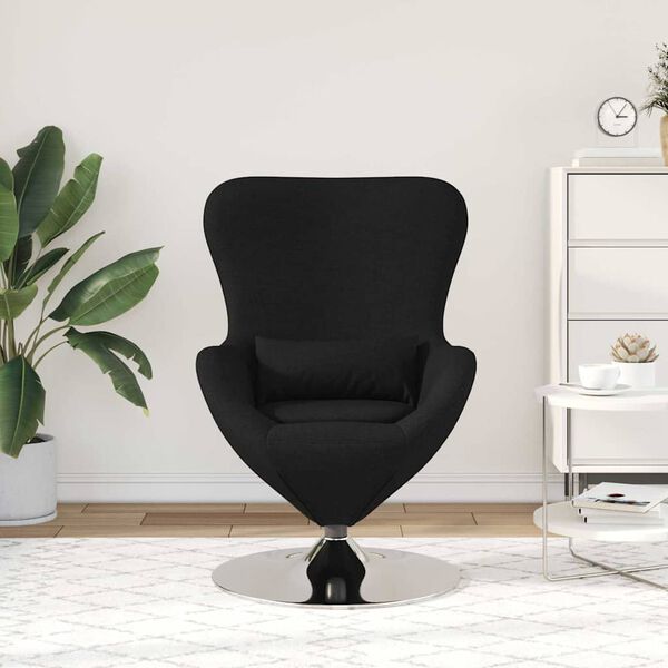 vidaXL Fauteuil œuf Noir 63 x 73 x 90 cm tissu