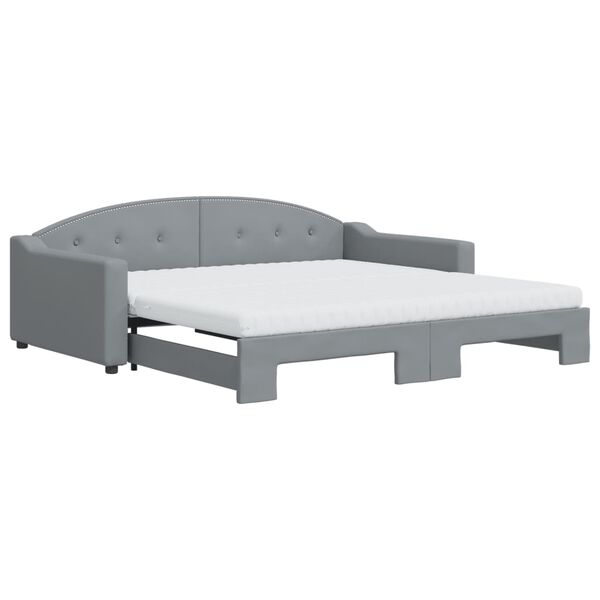 vidaXL Lit de jour avec gigogne et matelas gris clair 100x200 cm tissu