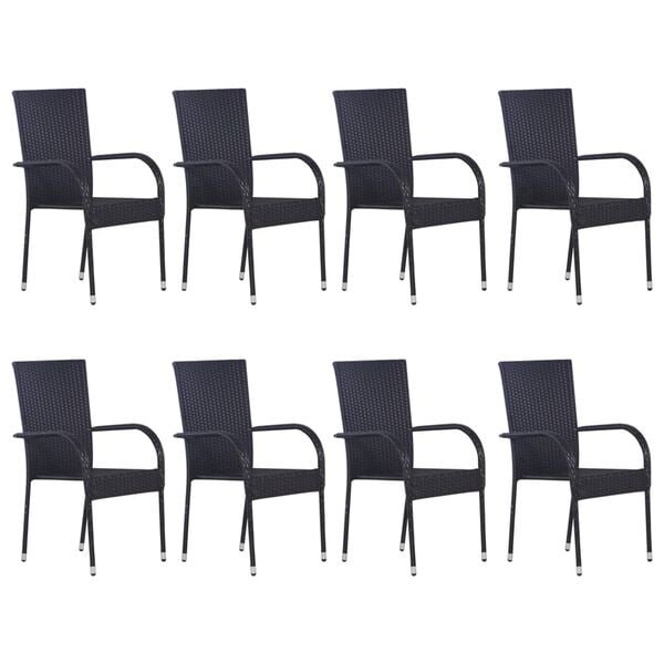 vidaXL Ensemble à manger de jardin 9 pcs Résine tressée Noir