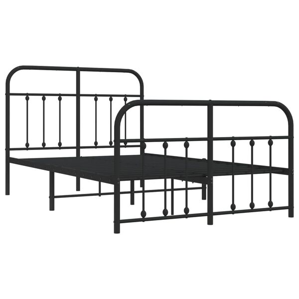 vidaXL Cadre de lit m&eacute;tal sans matelas avec pied de lit noir 120x190cm