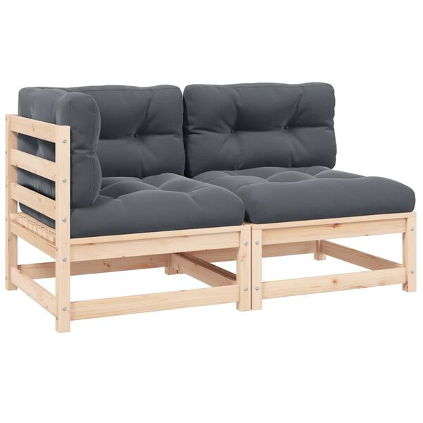 vidaXL Salon de jardin 2 pcs avec coussins Bois de pin massif