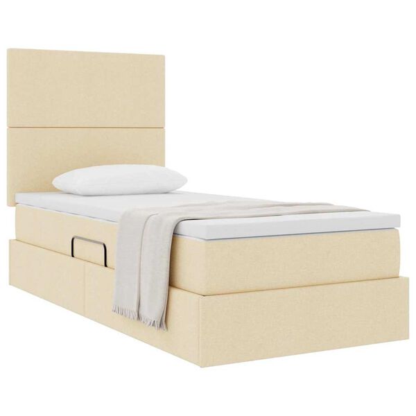 vidaXL Lit avec rangement et matelas Cr&egrave;me 90 x 190 cm Polyester