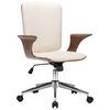 vidaXL Chaise pivotante de bureau Cr&egrave;me Similicuir et bois courb&eacute;