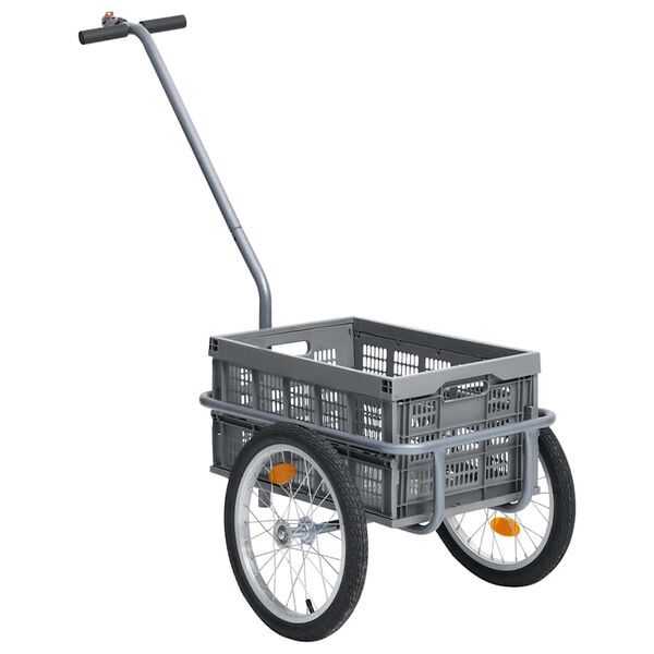vidaXL Remorque de vélo avec boîte de transport pliable 50L gris 50 kg