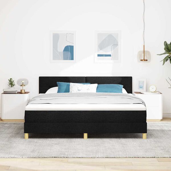 vidaXL Lit &agrave; ressorts avec matelas Noir 180 x 200 cm tissu
