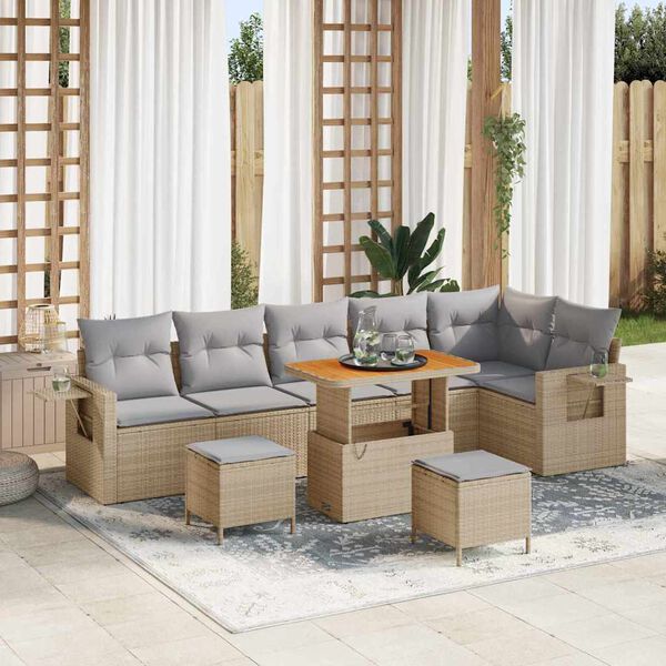 vidaXL Ensemble de canap&eacute; de jardin 11 pcs Beige et Gris clair
