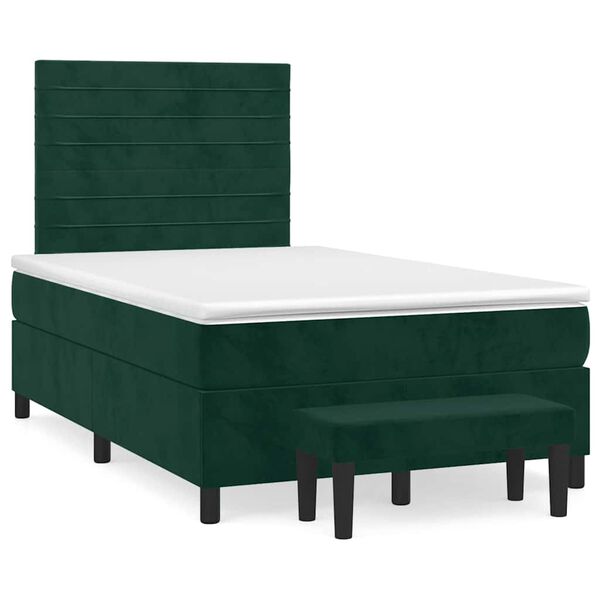vidaXL Sommier &agrave; lattes de lit et matelas Vert fonc&eacute; 120x200cm Velours