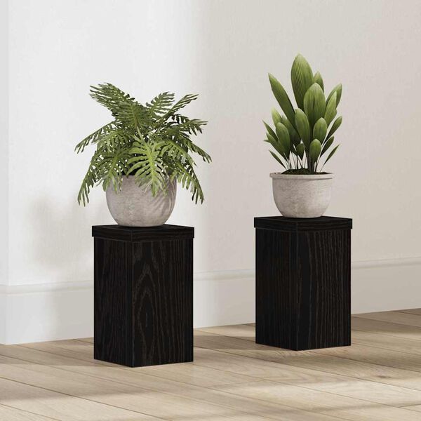 vidaXL Support de Plante 2 pcs Chêne noir 10 x 10 x 18 cm
