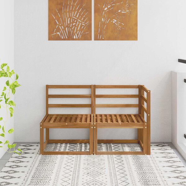 vidaXL Canap&eacute; d&rsquo;ext&eacute;rieur milieu et coin 2 Pi&egrave;ce Naturel