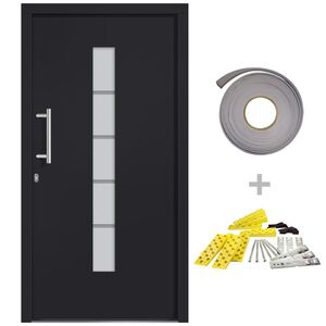 vidaXL Porte d'entr&eacute;e Aluminium et PVC Anthracite 100x200 cm