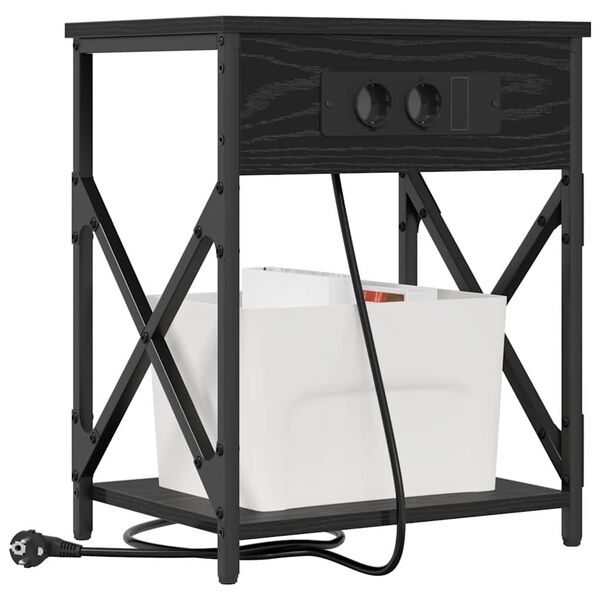 vidaXL Cabinet de chevet Ch&ecirc;ne noir 41 x 31 x 51 cm Bois d'ing&eacute;nierie