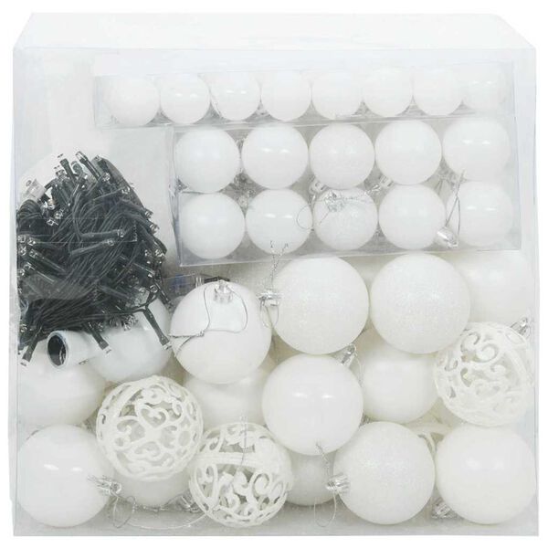 vidaXL Ensemble de Boules de No&euml;l avec 300 LED 120 pcs Blanc Plastique