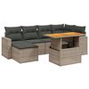 vidaXL Salon de jardin avec coussins 7 pcs gris r&eacute;sine tress&eacute;e