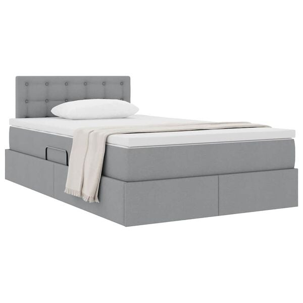 vidaXL Lit avec rangement et matelas Gris clair 120 x 190 cm