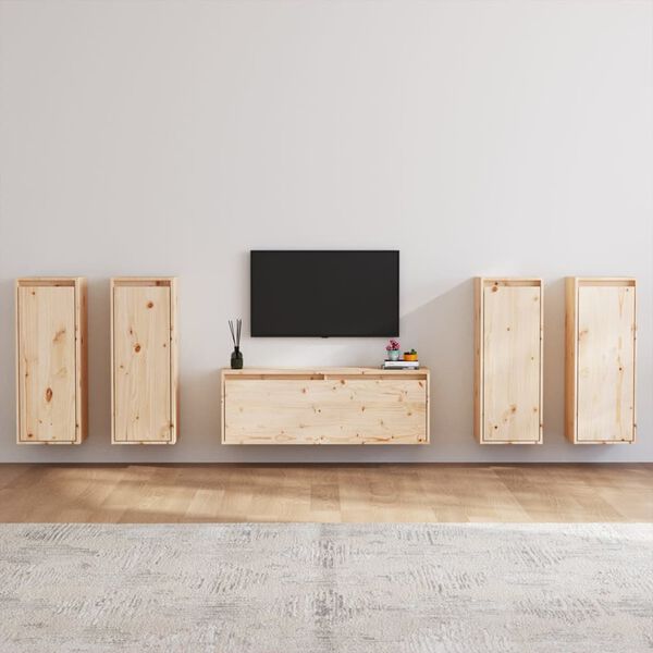 vidaXL Meubles TV 5 pcs Bois massif de pin