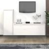 vidaXL Meubles TV 2 pcs Blanc Bois massif de pin