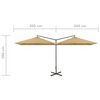 vidaXL Parasol de jardin double avec m&acirc;t en acier taupe 600x300 cm