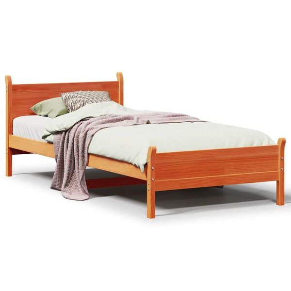 vidaXL Cadre de lit sans matelas cire marron 75x190 cm bois pin massif