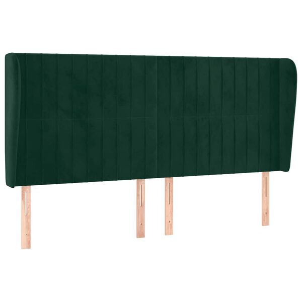 vidaXL T&ecirc;te de lit avec oreilles Vert fonc&eacute; 163x23x118/128 cm Velours