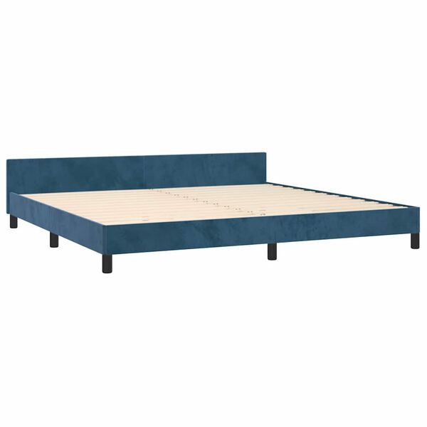 vidaXL Cadre de lit sans matelas bleu fonc&eacute; 200x200 cm velours