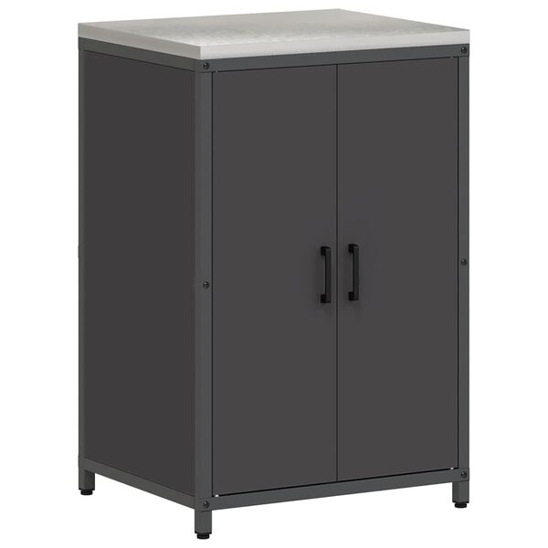 vidaXL Rangement de cuisine avec &eacute;tag&egrave;re Noir 60 x 50 x 92 cm Acier