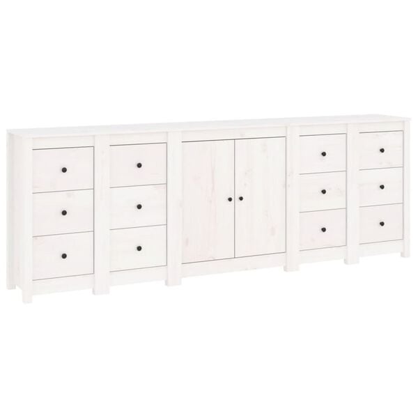 vidaXL Buffet Blanc 230x35x80 cm Bois massif de pin