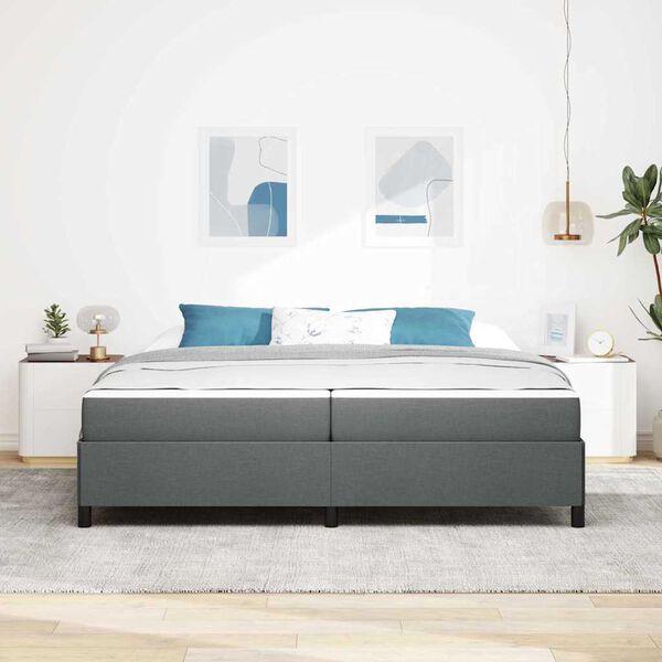 vidaXL Lit &agrave; ressorts avec matelas Gris fonc&eacute; 200 x 200 cm tissu