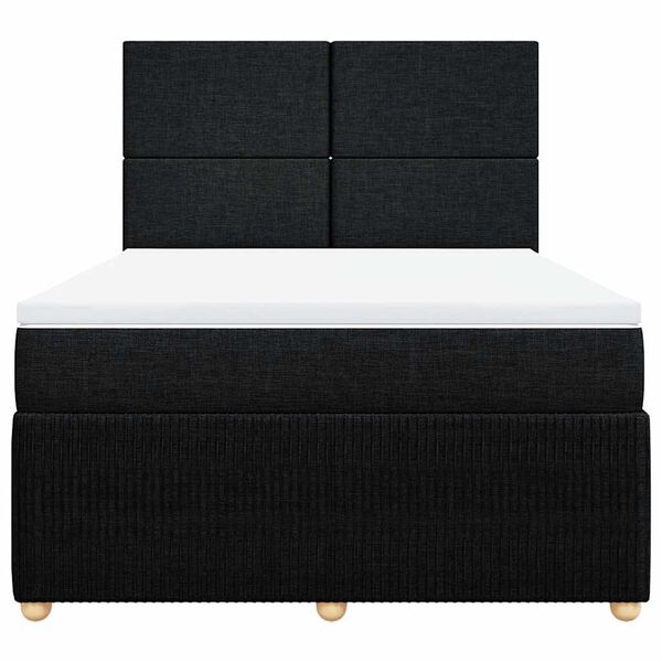 vidaXL Sommier &agrave; lattes de lit avec matelas Noir 140x190 cm Tissu