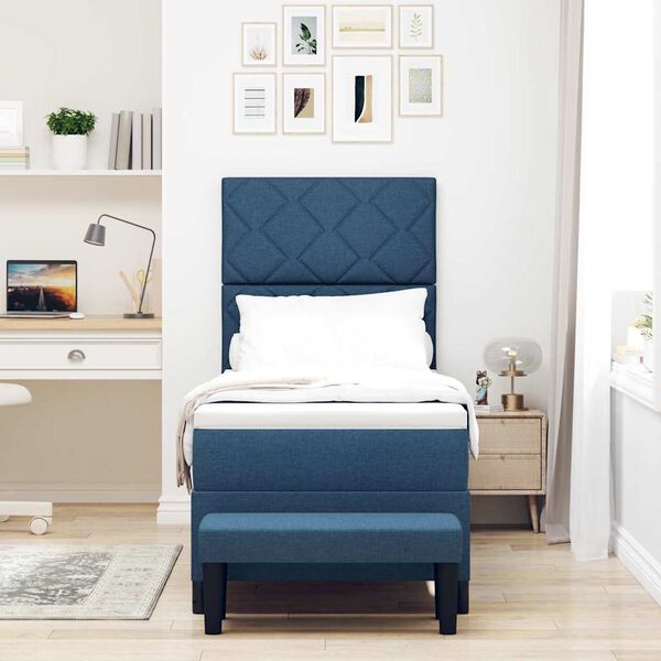 vidaXL Lit &agrave; ressorts avec matelas Bleu 80 x 200 cm tissu