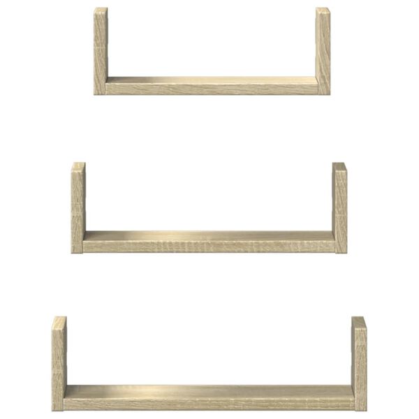 vidaXL Étagères murales 3 pcs chêne sonoma bois d'ingénierie