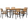 vidaXL Ensemble &agrave; manger de jardin 7 pcs bois d'acacia solide et m&eacute;tal