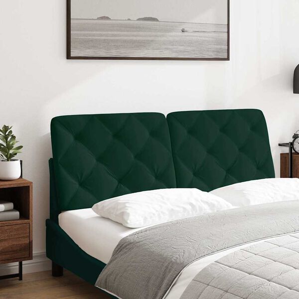 vidaXL Coussin de t&ecirc;te de lit vert fonc&eacute; 140 cm velours