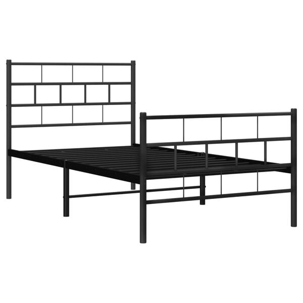 vidaXL Cadre de lit m&eacute;tal sans matelas avec pied de lit noir 90x190 cm