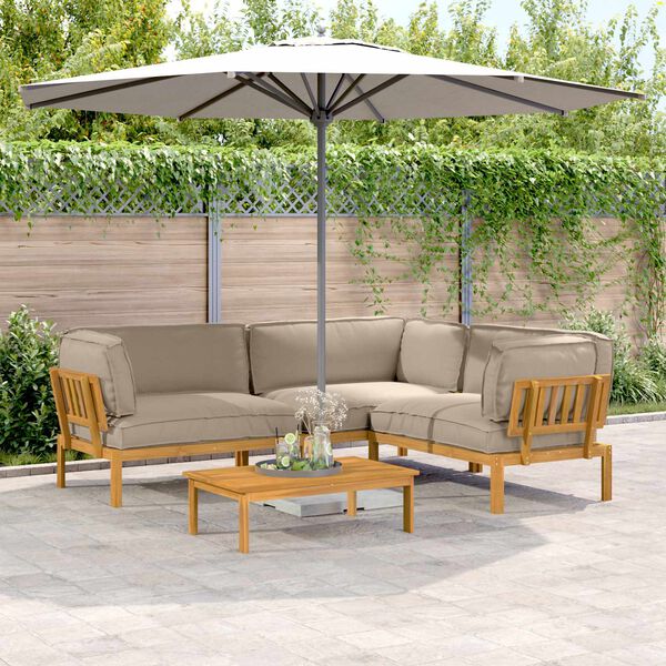 vidaXL Ensemble de Canap&eacute;s Uni 4 pcs Taupe Bois d'Acacia Massif