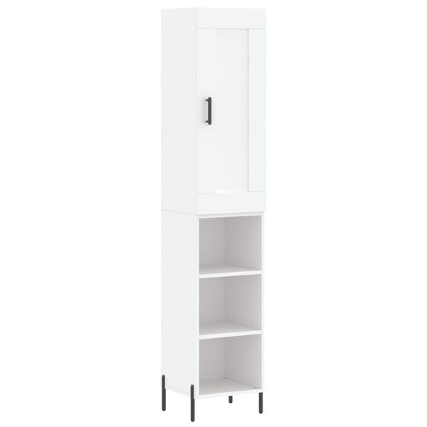 vidaXL Buffet haut Blanc 34,5x34x180 cm Bois d'ing&eacute;nierie
