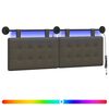 vidaXL T&ecirc;te de lit suspendue Avec lumi&egrave;re LED Gris Simili cuir