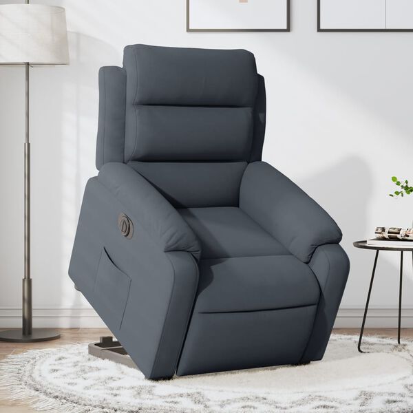 vidaXL Fauteuil inclinable &eacute;lectrique gris fonc&eacute; velours