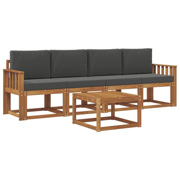 vidaXL Ensemble de canap&eacute;s d'ext&eacute;rieur 5 pcs Naturel et Anthracite