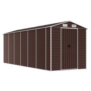 vidaXL Abri de jardin marron 191 x 555 x 198 cm en acier galvanis&eacute;