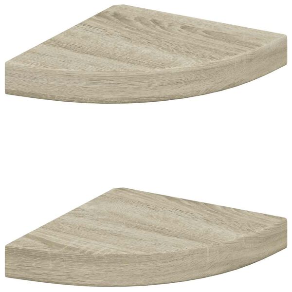 vidaXL &Eacute;tag&egrave;res d'angle flottantes 2 pcs ch&ecirc;ne 25x25x3,8 cm MDF