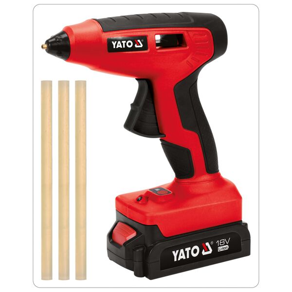 YATO Pistolet &agrave; colle &agrave; haut d&eacute;bit avec batterie Li-Ion 1,5Ah 11mm 18V