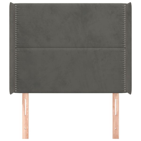 vidaXL T&ecirc;te de lit avec oreilles Gris fonc&eacute; 93x16x118/128 cm Velours