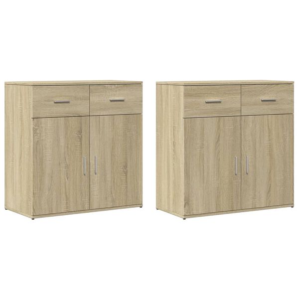 vidaXL Buffets 2 pcs ch&ecirc;ne sonoma 79x38x80 cm bois d'ing&eacute;nierie