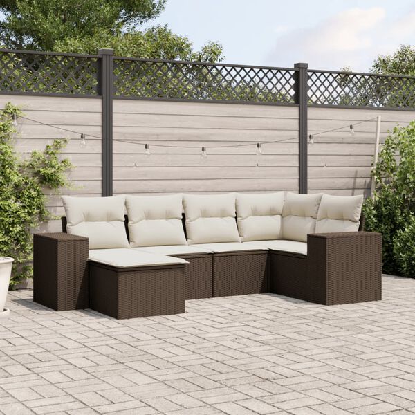 vidaXL Salon de jardin avec coussins 6 pcs marron r&eacute;sine tress&eacute;e