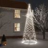 vidaXL Arbre de No&euml;l avec poteau en m&eacute;tal 1400 LED blanches froides 5m